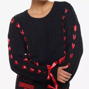 Hot topic red and black crop sweater